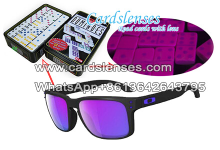 marked domonoes cheating set with invisible ink glasses